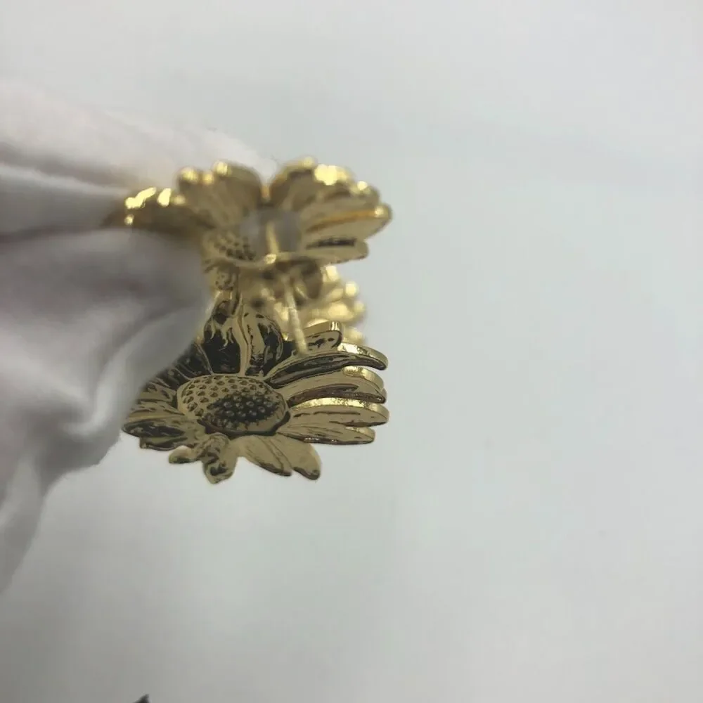 18K Gold Plated Women's Sunflower Pierced Earrings Dangling Bold Floral Chic
